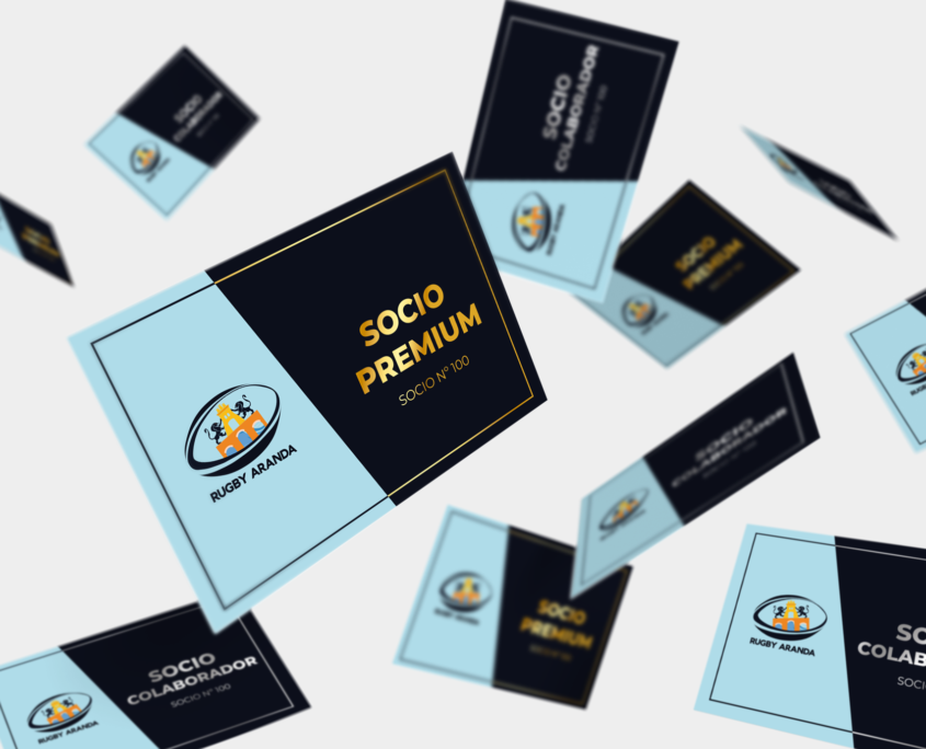 Diseño de las tarjetas de socio para Rugby Aranda