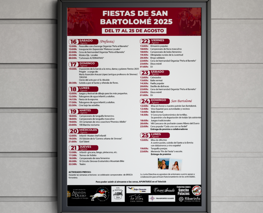 Diseño del cartel de Fiestas de Sinovas en honor a San Bartolomé 2025