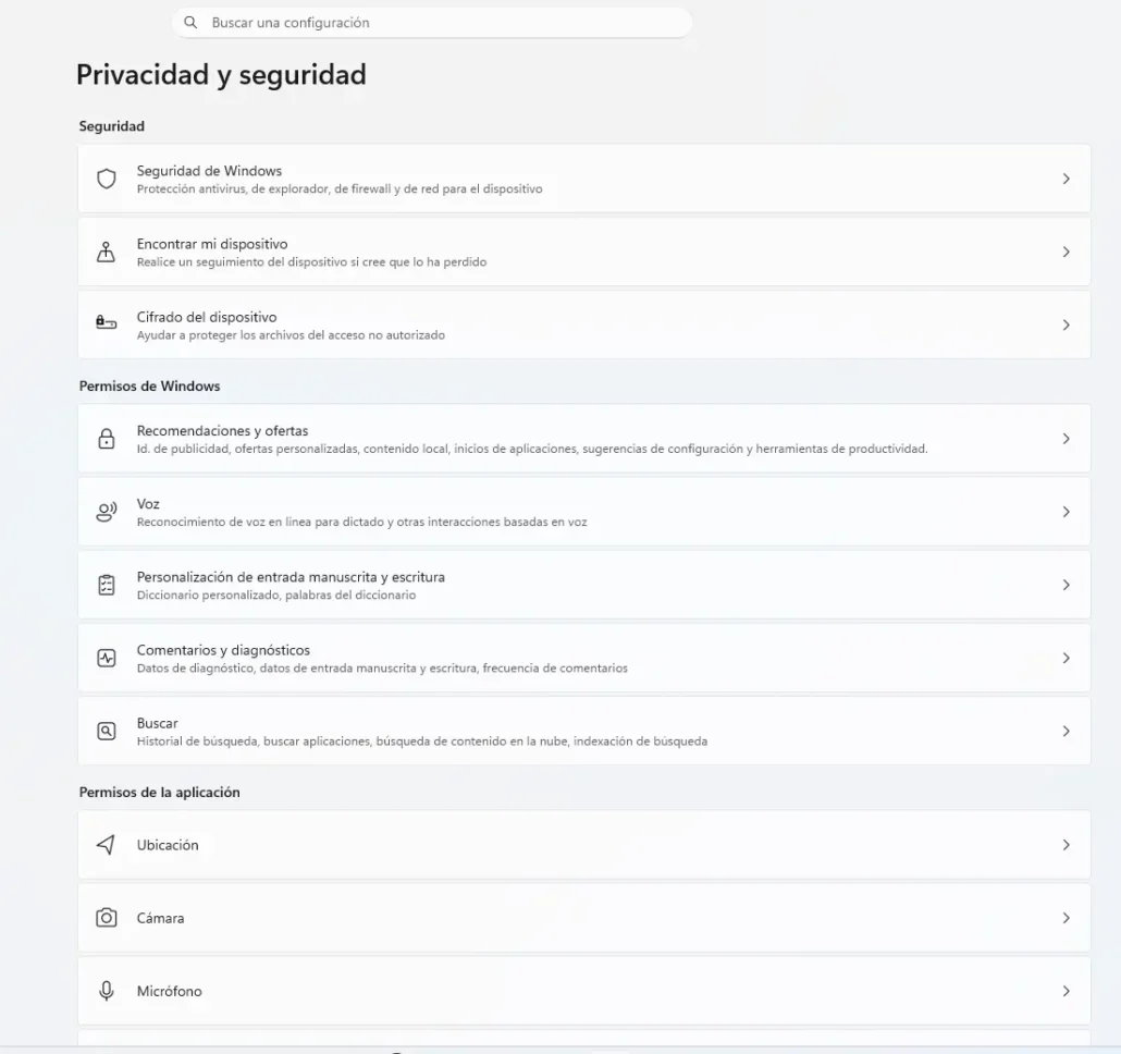 Privacidad y seguridad de Windows 11