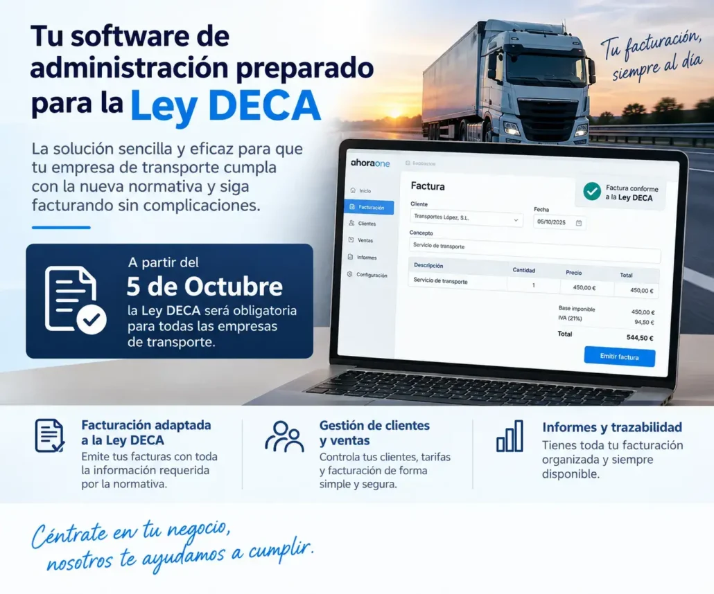 Software DeCA para empresas de transporte con AHORA One