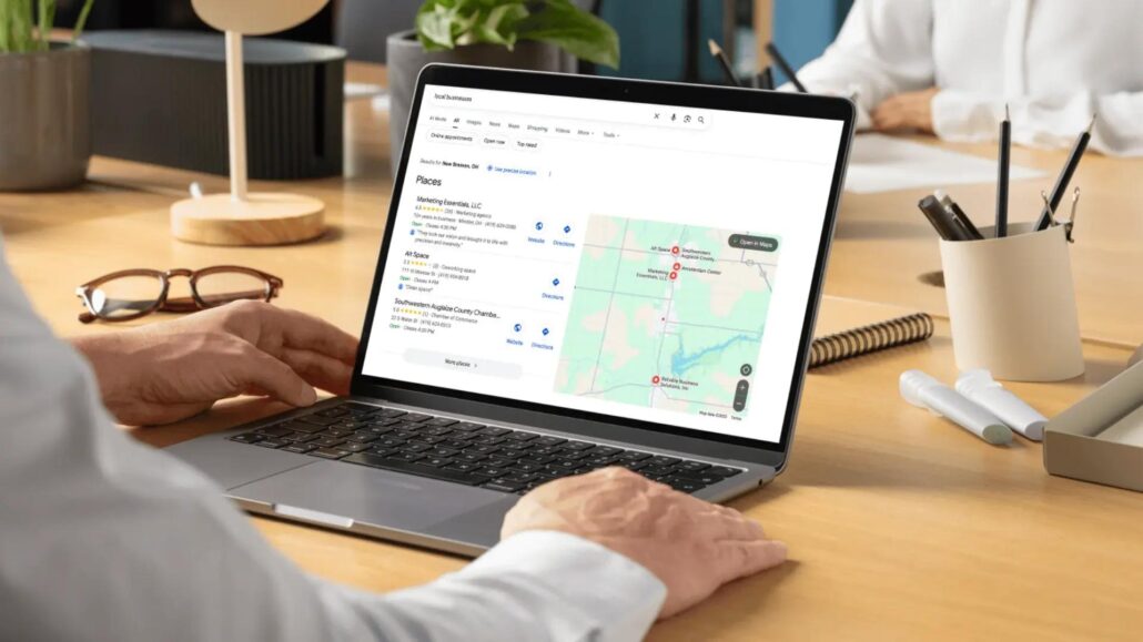 Búsqueda de empresas locales en Google para encontrar productos y servicios cercanos.